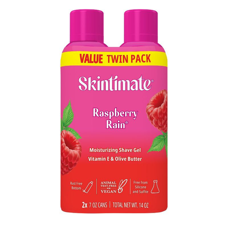 slide 1 of 7, Skintimate Signature Scents Raspberry Rain Women's Shave Gel Twin Pack - 14oz, 14 oz