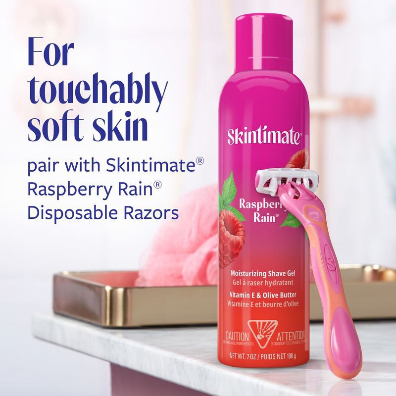 slide 6 of 7, Skintimate Signature Scents Raspberry Rain Women's Shave Gel Twin Pack - 14oz, 14 oz