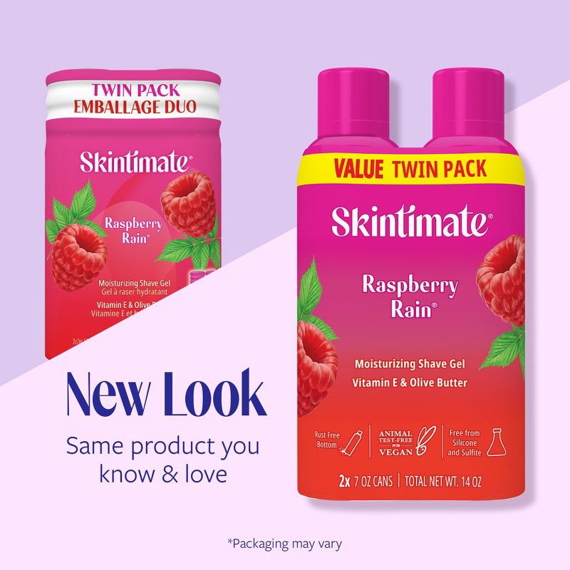 slide 7 of 7, Skintimate Signature Scents Raspberry Rain Women's Shave Gel Twin Pack - 14oz, 14 oz