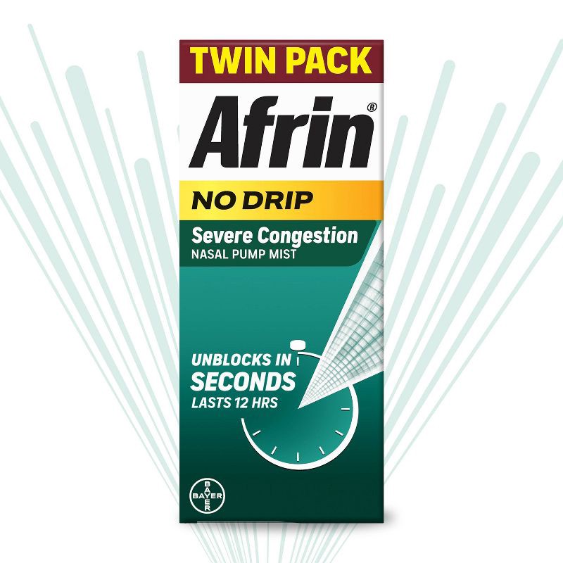 slide 2 of 9, Afrin Nasal Spray No Drip Severe Congestion Relief - 2ct/1 fl oz, 2 ct, 1 fl oz