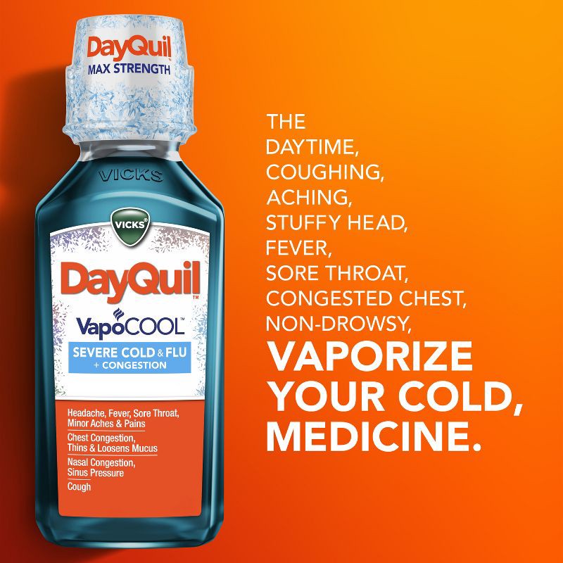 slide 4 of 7, Vicks DayQuil & NyQuil Severe VapoCOOL Cold & Flu Medicine Liquid - 24 fl oz, 24 fl oz