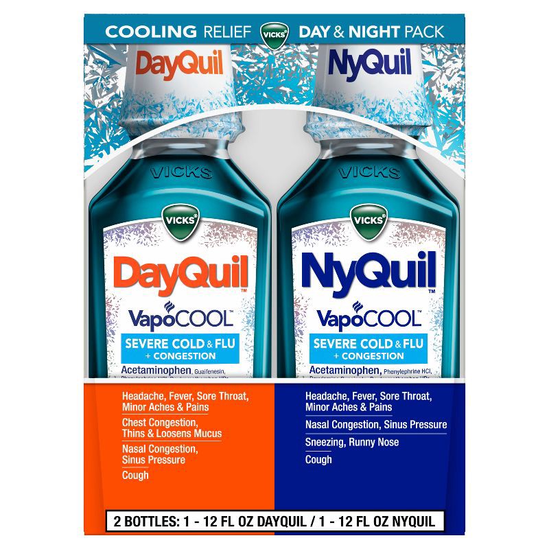 slide 1 of 7, Vicks DayQuil & NyQuil Severe VapoCOOL Cold & Flu Medicine Liquid - 24 fl oz, 24 fl oz