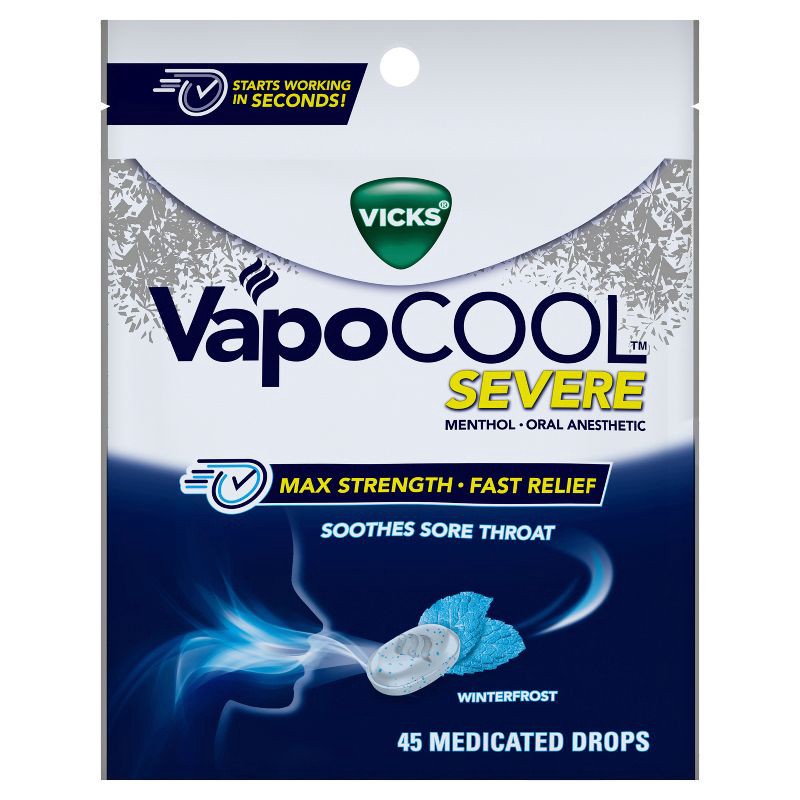 slide 2 of 10, Vicks VapoCOOL Severe Medicated Cough Drops - Menthol - 45ct, 45 ct