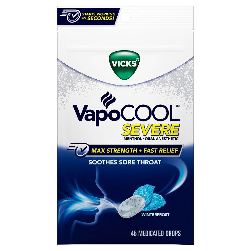 slide 1 of 9, Vicks VapoCOOL Severe Medicated Cough Drops - Menthol - 45ct, 45 ct