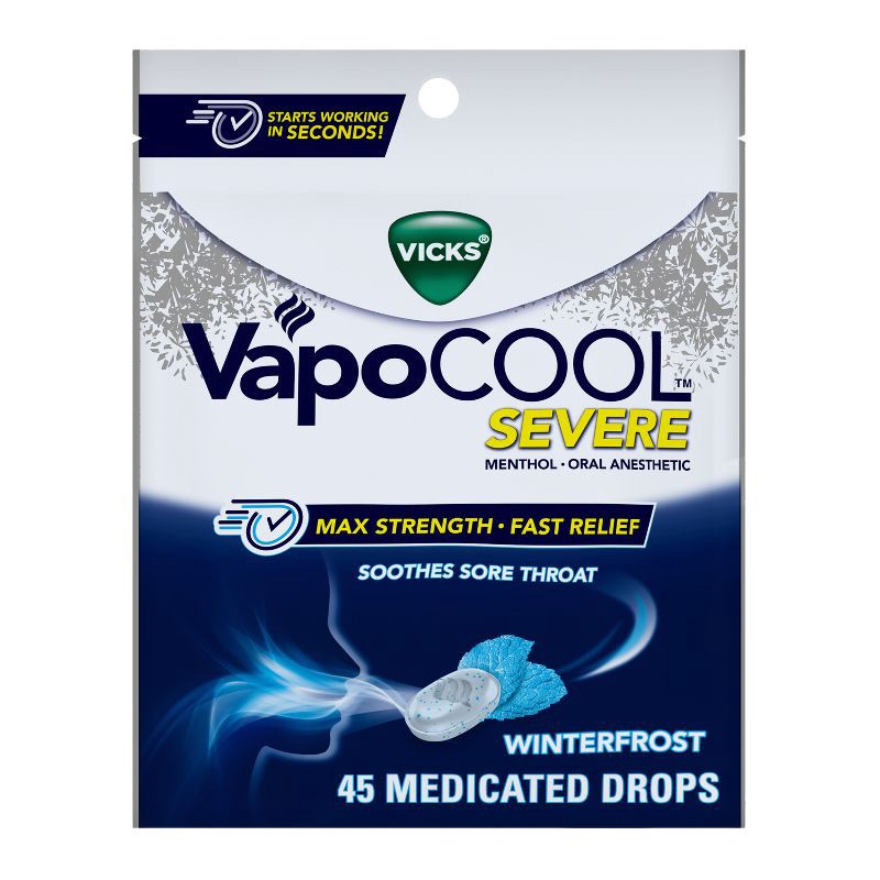 slide 1 of 10, Vicks VapoCOOL Severe Medicated Cough Drops - Menthol - 45ct, 45 ct