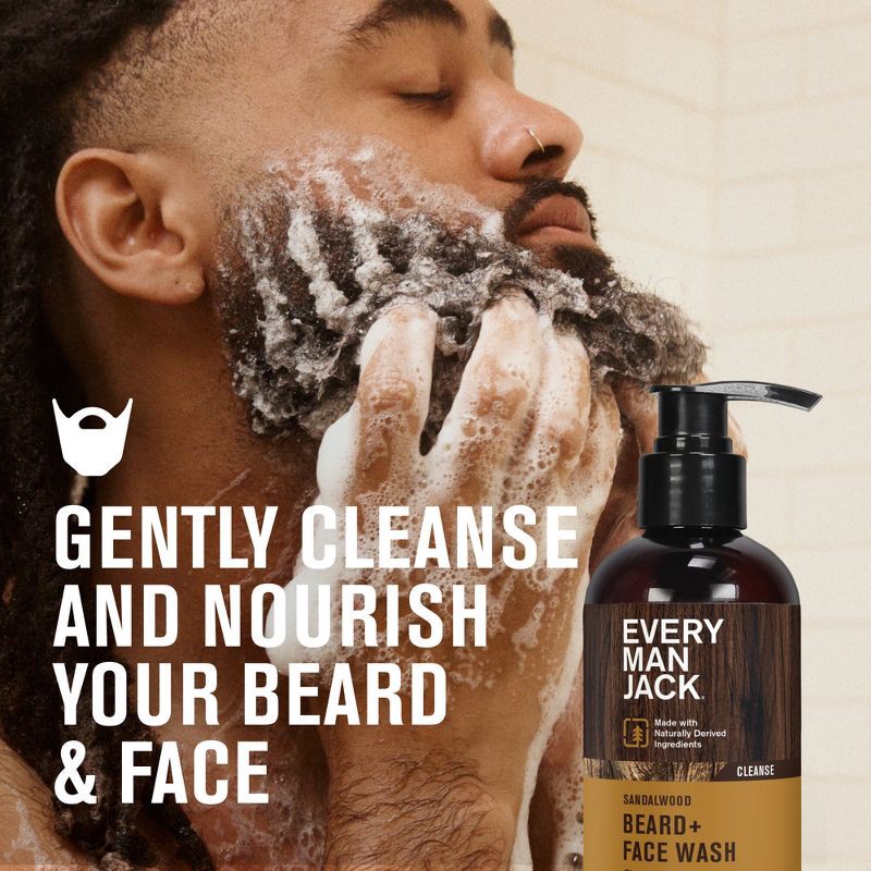 slide 3 of 8, Every Man Jack Men's Nourishing Beard + Face Wash with Aloe and Coconut - Sandalwood - 6.7 fl oz, 6.7 fl oz