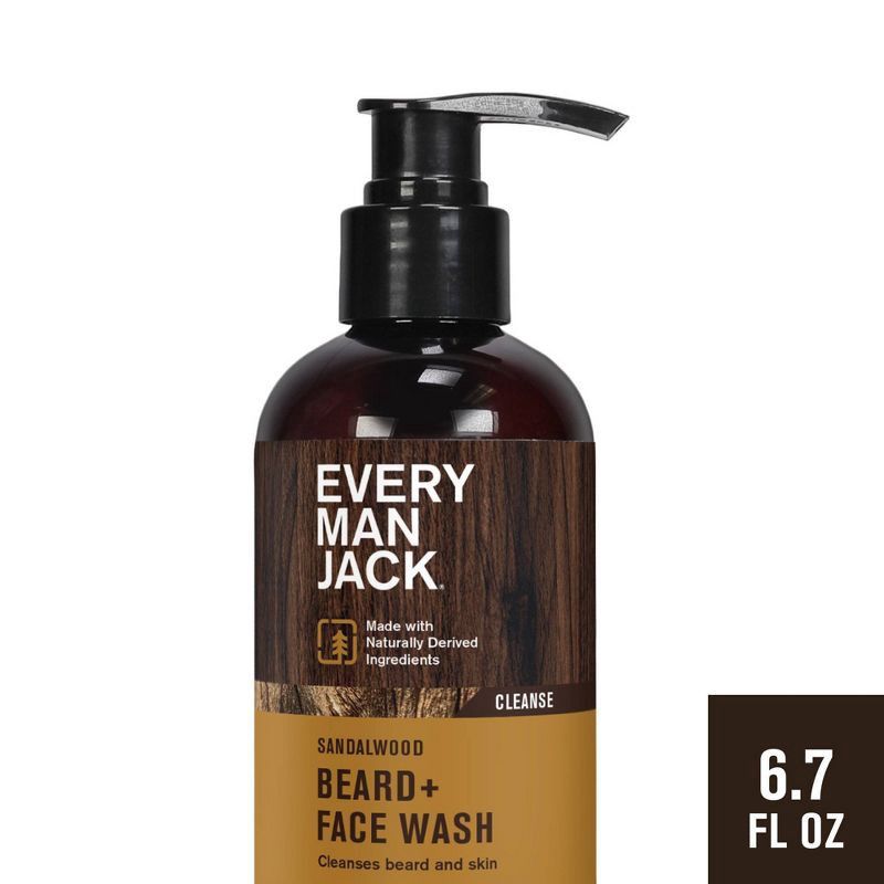 slide 1 of 10, Every Man Jack Men's Nourishing Beard + Face Wash with Aloe and Coconut - Sandalwood - 6.7 fl oz, 6.7 fl oz