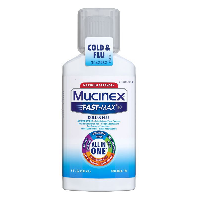 slide 1 of 11, Mucinex Max Strength Cold & Flu Medicine - Liquid - 6 fl oz, 6 fl oz