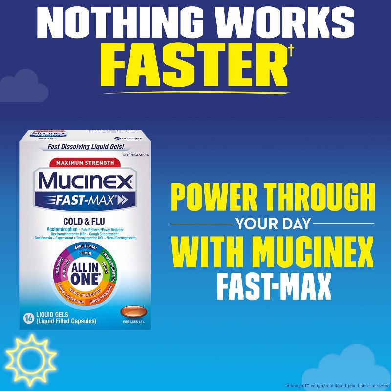 slide 6 of 10, Mucinex Max Strength Cold & Flu Medicine - Liquid Gels - 16ct, 16 ct