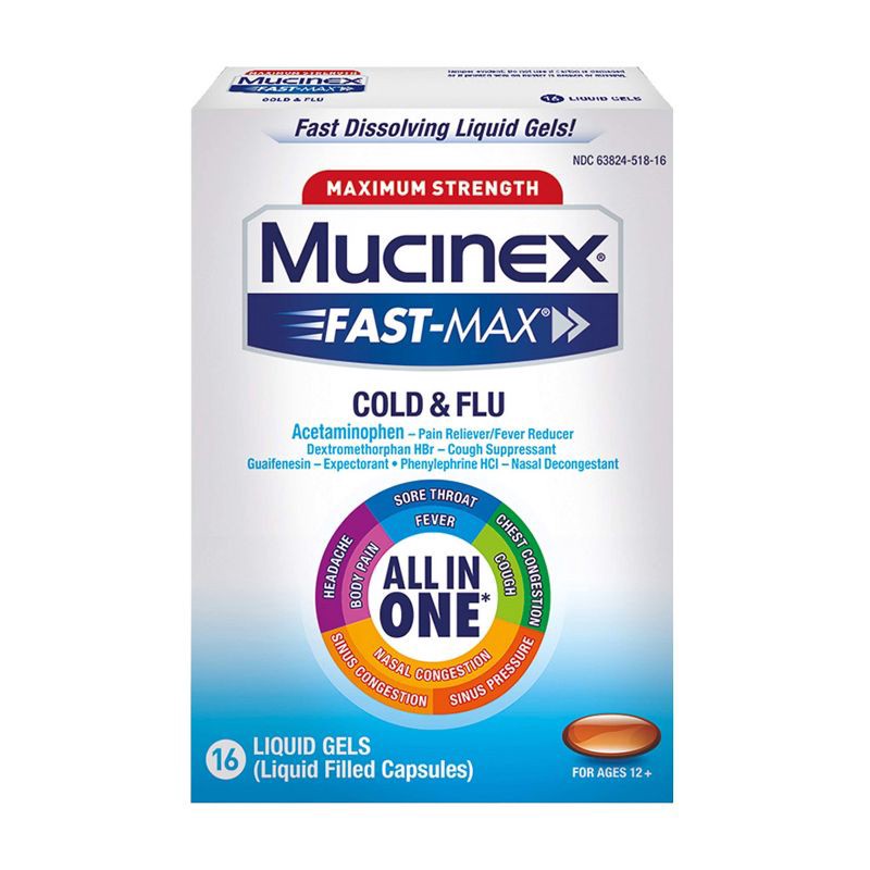 slide 1 of 10, Mucinex Max Strength Cold & Flu Medicine - Liquid Gels - 16ct, 16 ct