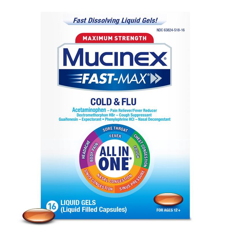 slide 9 of 10, Mucinex Max Strength Cold & Flu Medicine - Liquid Gels - 16ct, 16 ct