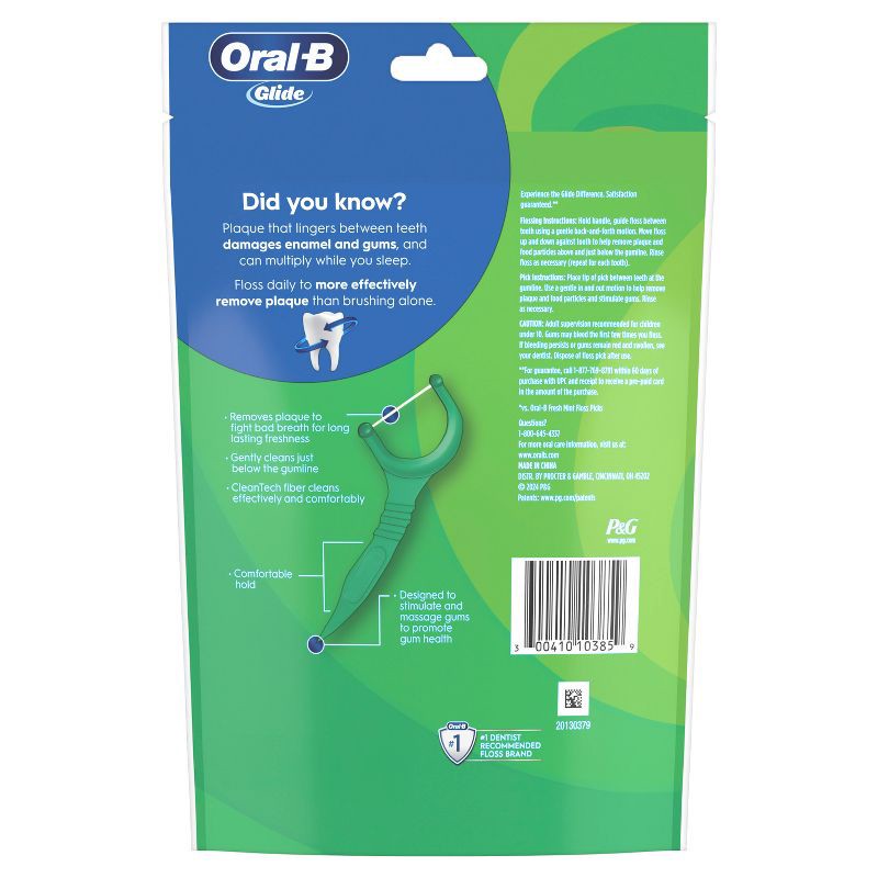 slide 11 of 12, Oral-B Glide Mint Dental Floss Picks with Long Lasting Scope Flavor - 150 Picks, 1 ct
