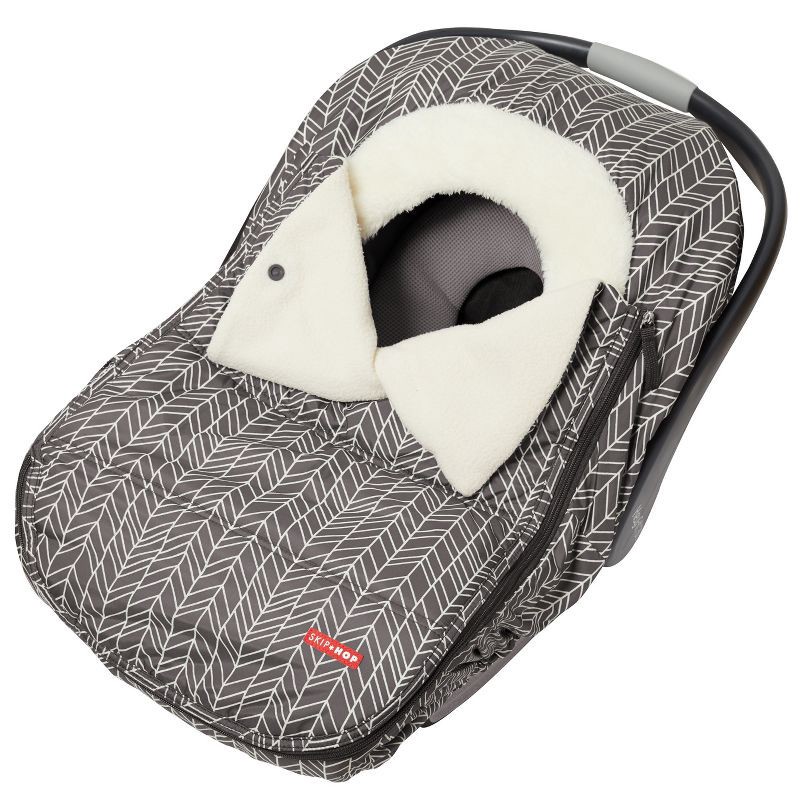 slide 1 of 10, Skip Hop Stroll & Go Car Seat Cover - Gray Feather: Compatible With Most Baby Car Seats, Seat Covers, 1 ct