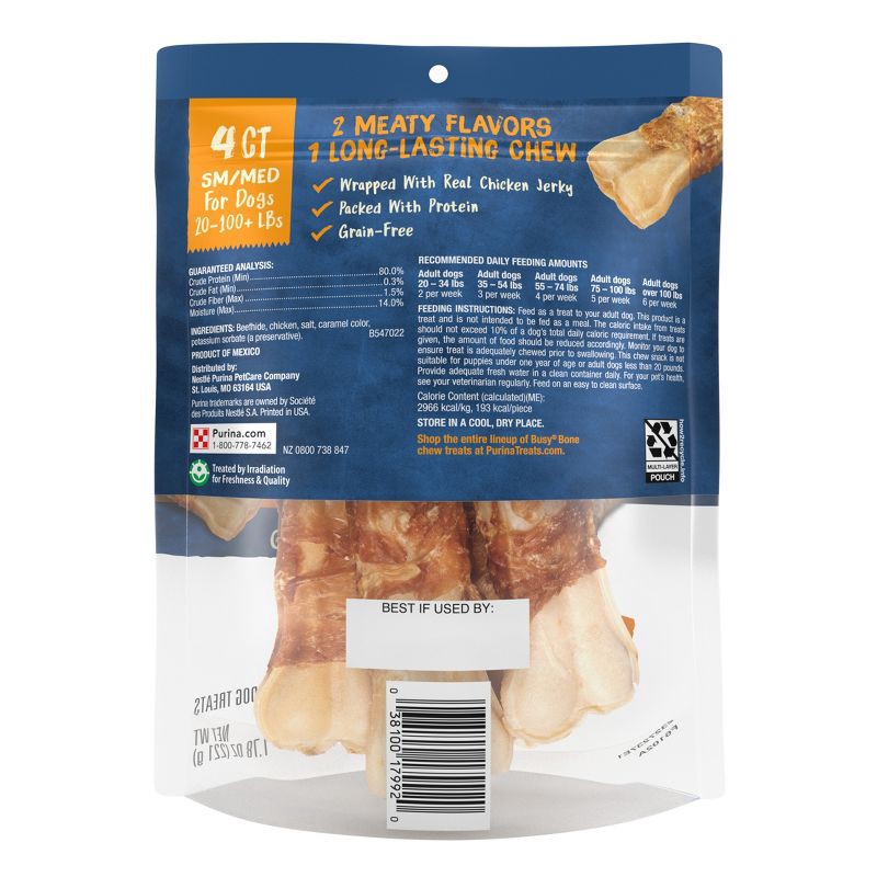 slide 2 of 11, Purina Busy Grain Free Small/Medium Breed Dog Jerky Rawhide Treats Jerky Wraps Beefhide & Chicken Dog Treats - 4ct Pouch, 4 ct