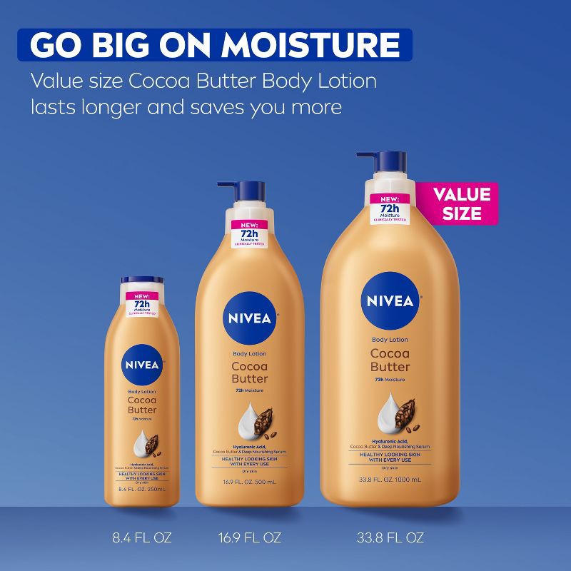 slide 9 of 11, NIVEA Cocoa Butter Body Lotion with Deep Nourishing Serum - 33.8 fl oz, 33.8 fl oz