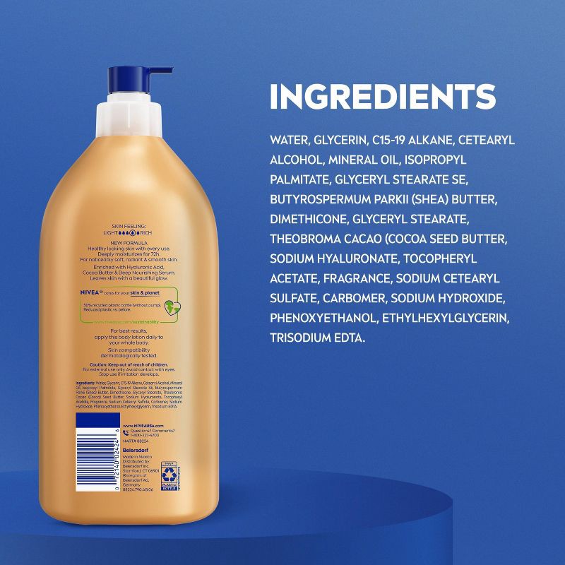 slide 10 of 11, NIVEA Cocoa Butter Body Lotion with Deep Nourishing Serum - 33.8 fl oz, 33.8 fl oz
