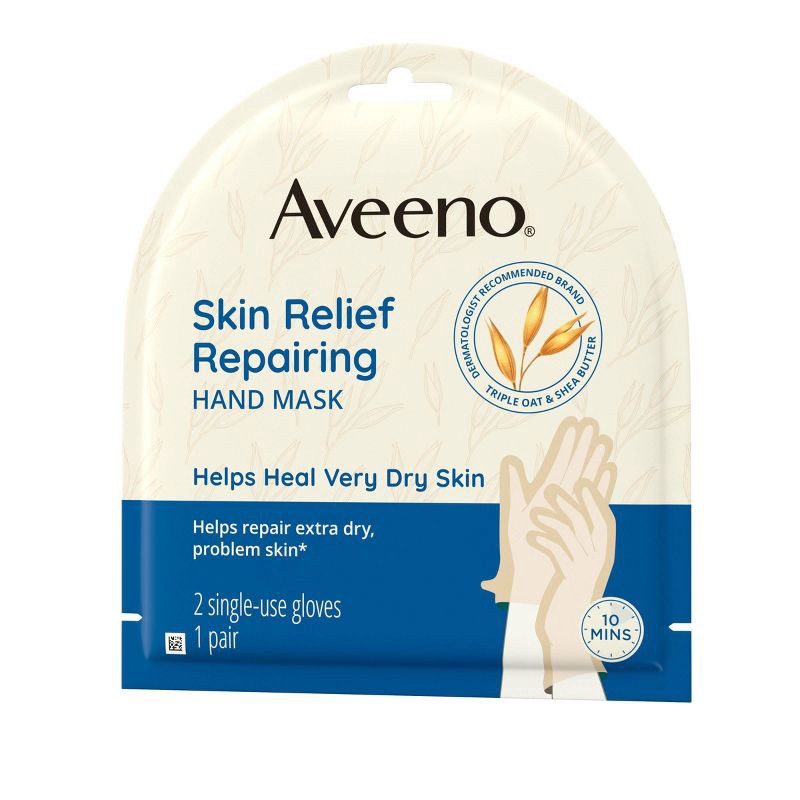 slide 2 of 6, Aveeno Repairing CICA Hand Mask with Prebiotic Oat & Shea Butter for Extra Dry Skin Fragrance-Free - 1ct, 1 ct