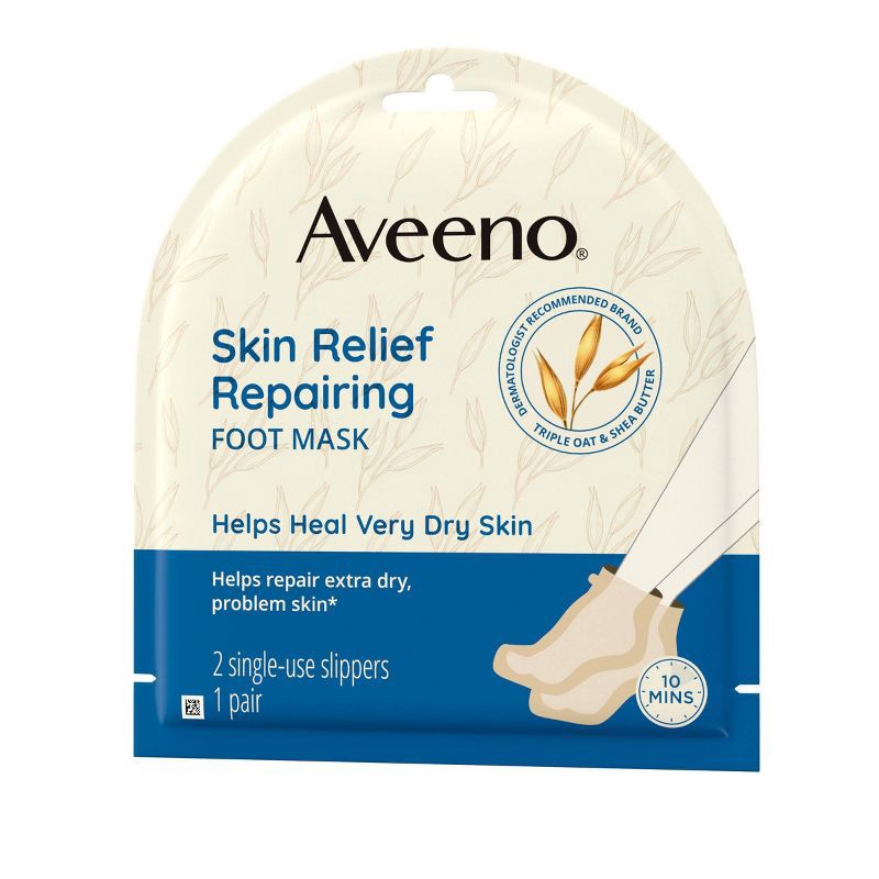 slide 2 of 4, Aveeno Repairing CICA Foot Mask with Prebiotic Oat & Shea Butter for Extra Dry Skin Fragrance-Free - 1ct, 1 ct