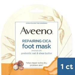 Aveeno Repairing CICA Foot Mask with Prebiotic Oat & Shea Butter for Extra Dry Skin Fragrance-Free - 1ct