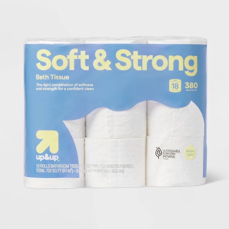 slide 1 of 4, Soft & Strong Toilet Paper - 18 Rolls - up&up™, 18 ct