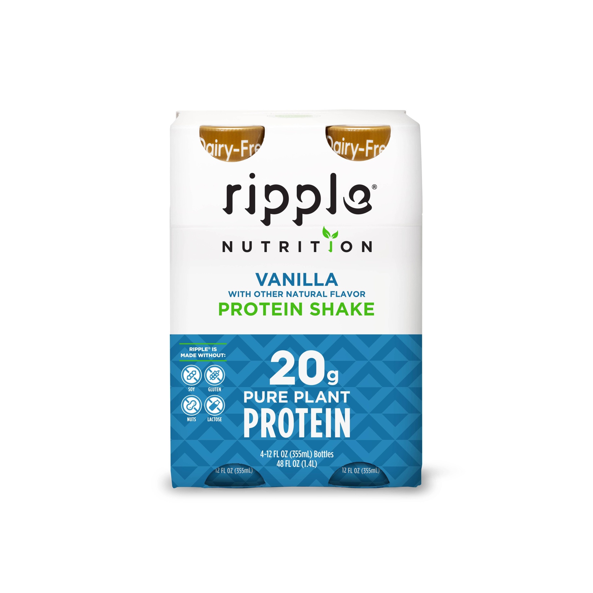 slide 1 of 4, Ripple Vegan Protein Shakes - Vanilla, 4 ct