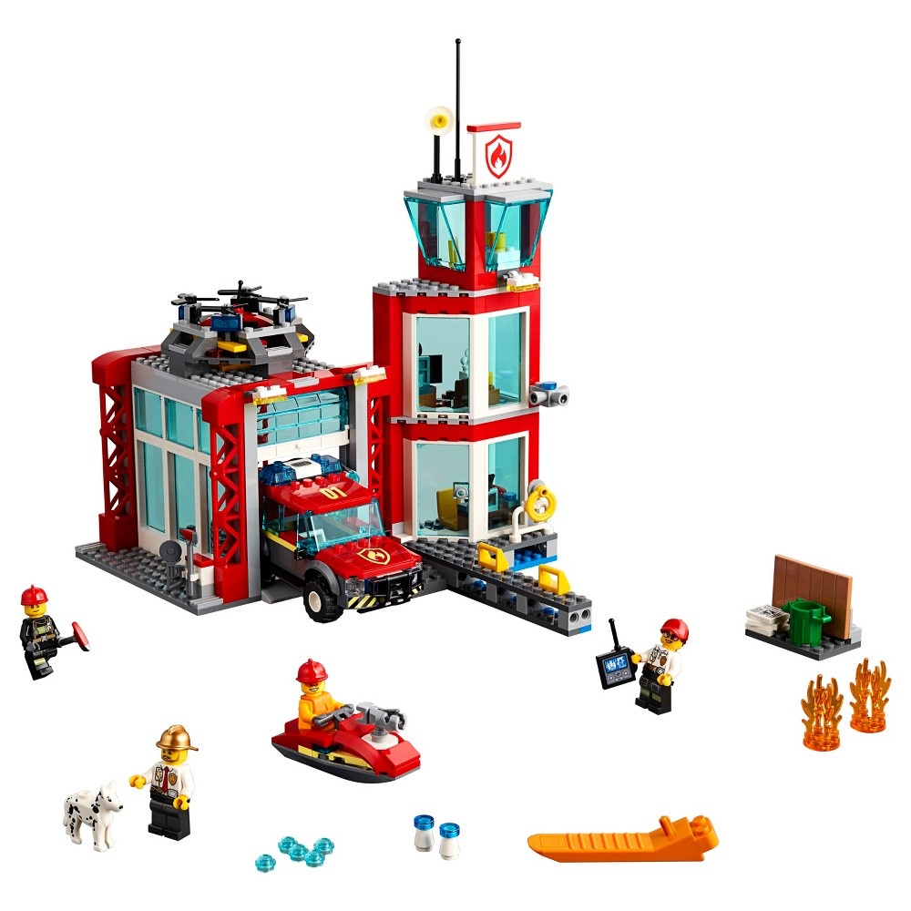 slide 6 of 6, LEGO City Fire Station Fire Emergency Vehicle Toy and Toy Garage Building Kit 60215, 1 ct