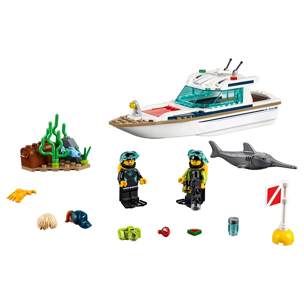 slide 2 of 7, LEGO City Great Vehicles Diving Yacht Ship Building Toy and Diving Minifigures 60221, 1 ct