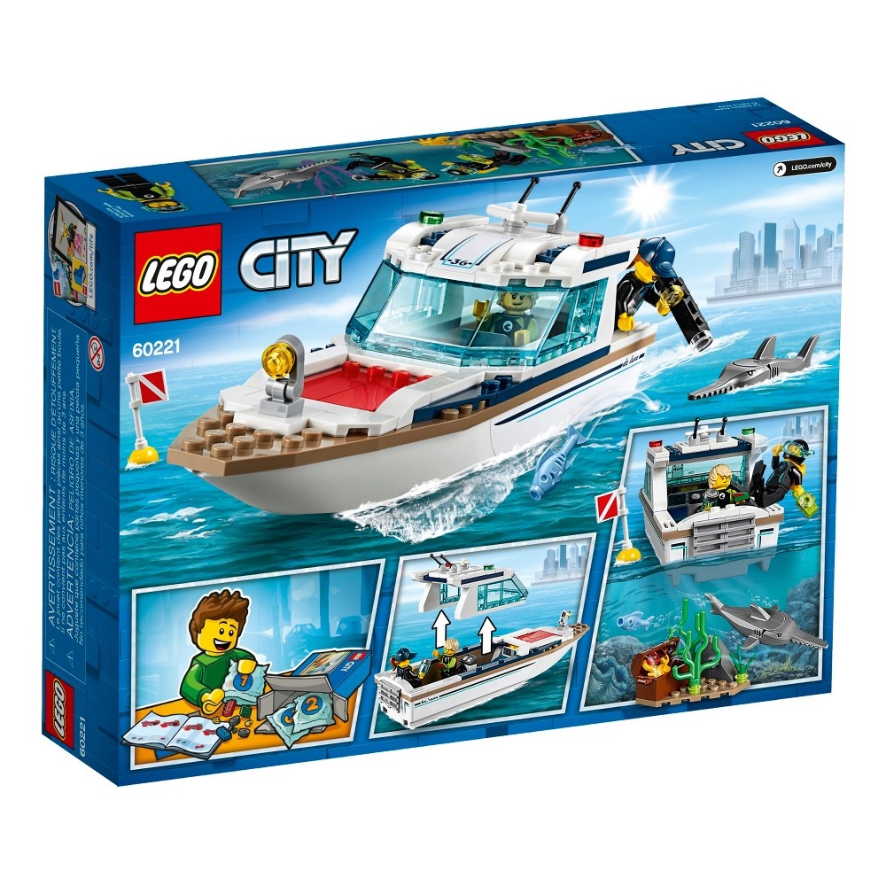slide 5 of 7, LEGO City Great Vehicles Diving Yacht Ship Building Toy and Diving Minifigures 60221, 1 ct