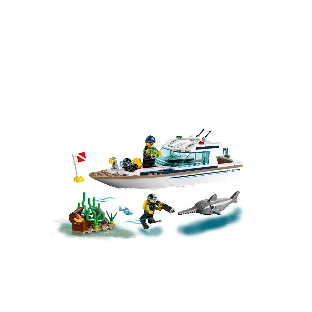 slide 6 of 7, LEGO City Great Vehicles Diving Yacht Ship Building Toy and Diving Minifigures 60221, 1 ct