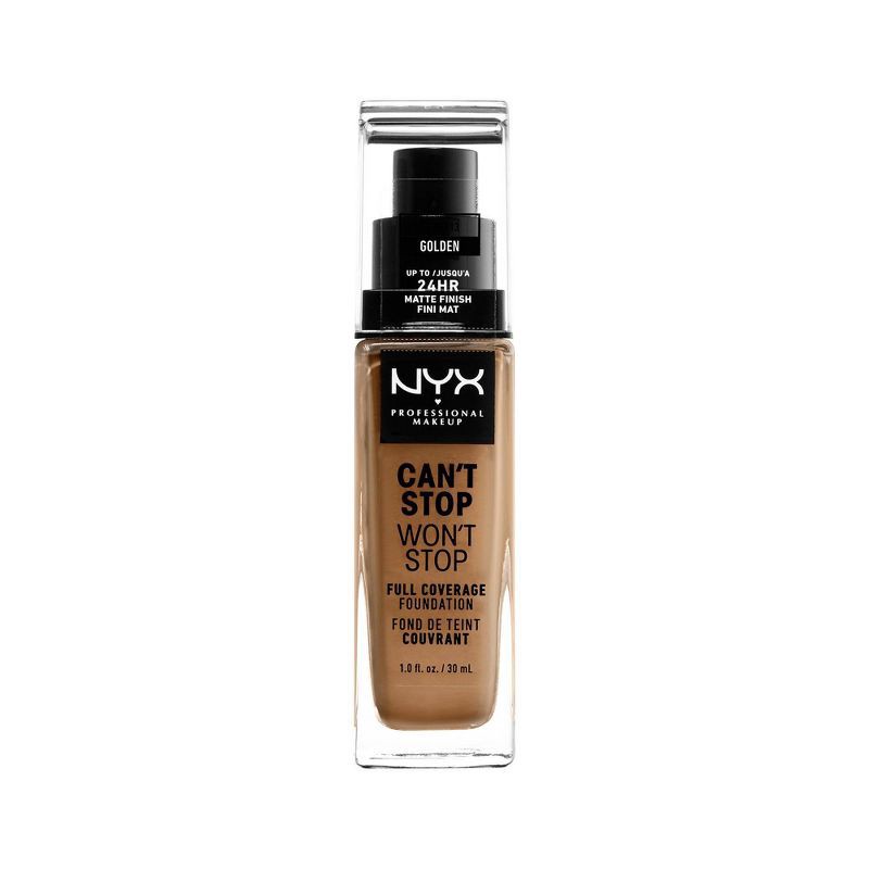 slide 1 of 6, NYX Professional Makeup Can't Stop Won't Stop 24Hr Full Coverage Matte Finish Foundation - 13 Golden - 1 fl oz, 1 fl oz