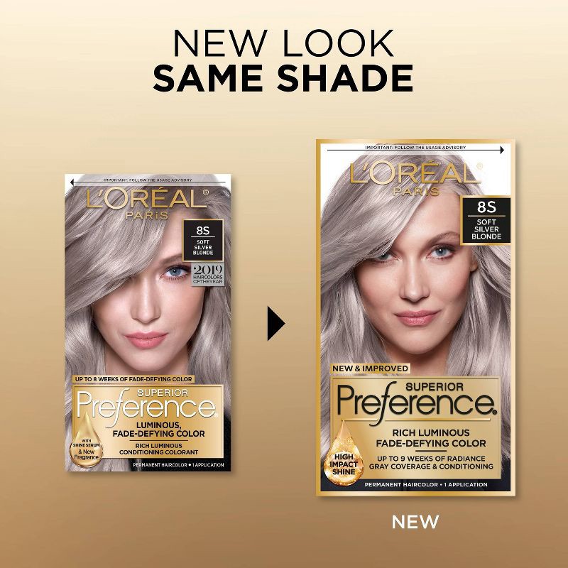 slide 9 of 10, L'Oreal Paris Fade - Defying Color + Shine System Permanent Hair Color - Soft Silver Blonde, 1 ct