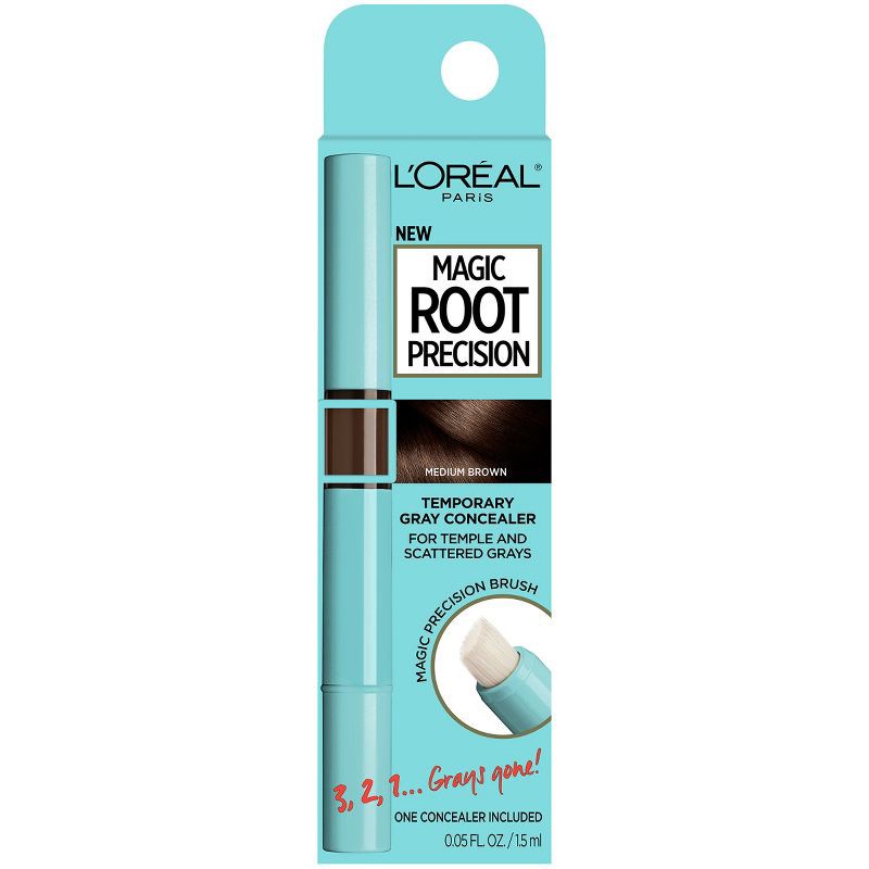 slide 1 of 10, L'Oreal Paris Magic Root Precision Temporary Gray Concealer - Medium Brown - 0.05 fl oz, 0.05 fl oz