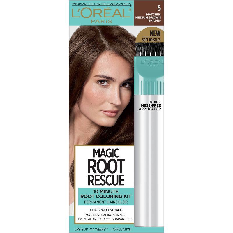 slide 1 of 6, L'Oreal Paris Root Rescue Permanent Hair Color - Medium Brown 5, 1 ct