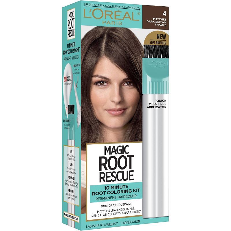 slide 6 of 6, L'Oreal Paris Root Rescue Permanent Hair Color - Dark Brown 4, 1 ct