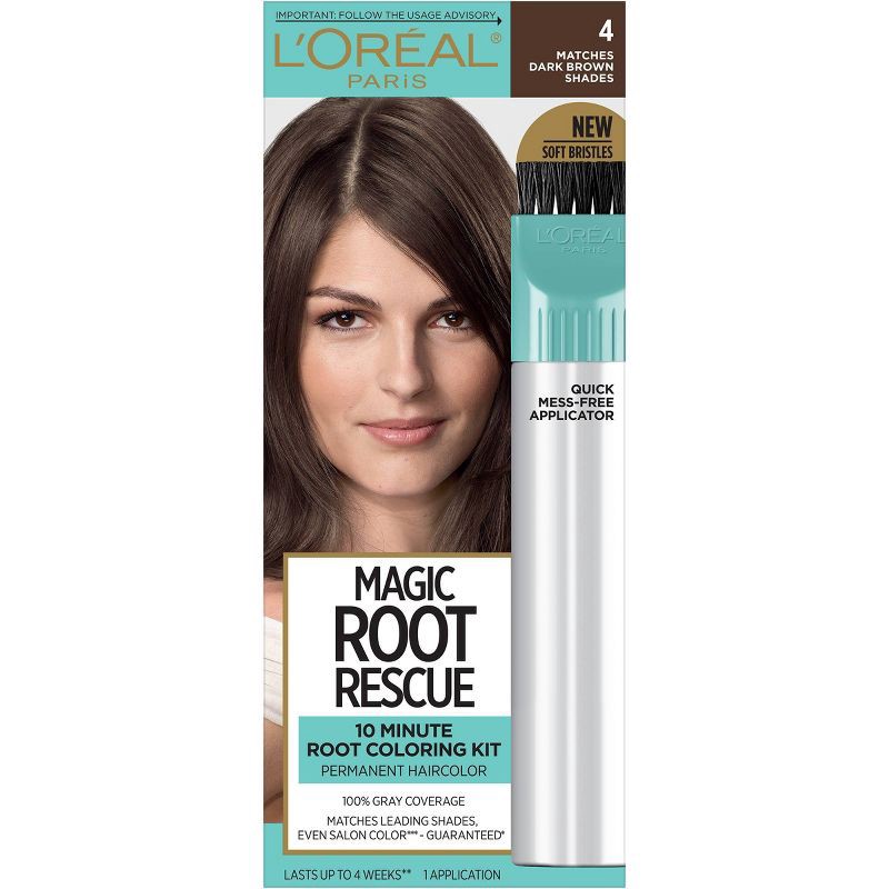 slide 1 of 6, L'Oreal Paris Root Rescue Permanent Hair Color - Dark Brown 4, 1 ct