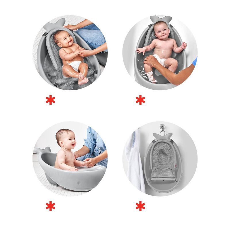 slide 4 of 16, Skip Hop Moby Smart Sling 3-Stage Baby Bath Tub - Gray, 1 ct