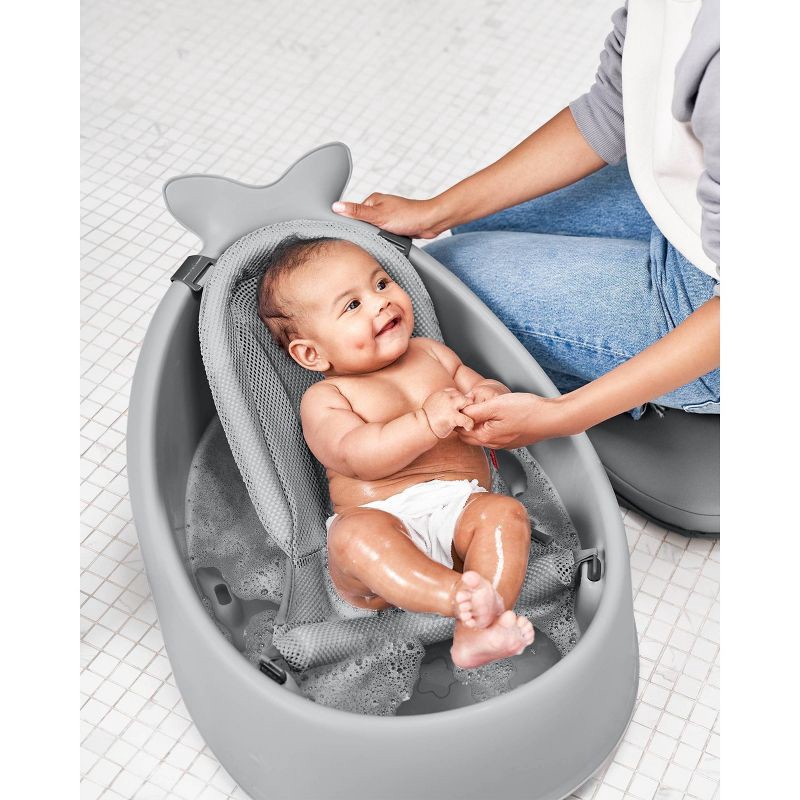 slide 7 of 16, Skip Hop Moby Smart Sling 3-Stage Baby Bath Tub - Gray, 1 ct