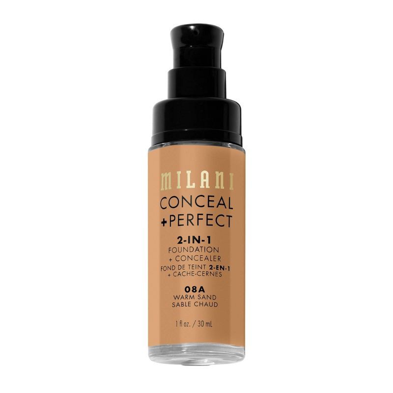 slide 4 of 6, Milani Conceal + Perfect 2-in-1 Foundation + Concealer - 08A Warm Sand - 1 fl oz, 1 fl oz