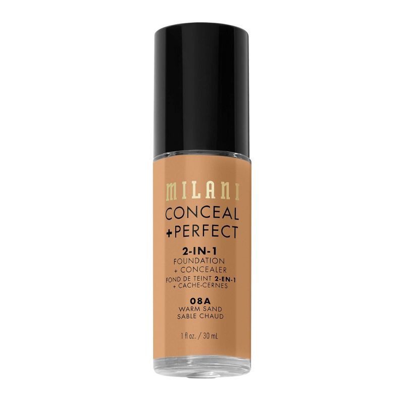 slide 5 of 6, Milani Conceal + Perfect 2-in-1 Foundation + Concealer - 08A Warm Sand - 1 fl oz, 1 fl oz