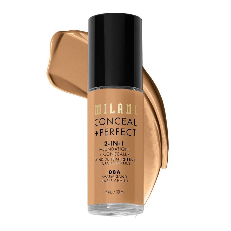 slide 1 of 6, Milani Conceal + Perfect 2-in-1 Foundation + Concealer - 08A Warm Sand - 1 fl oz, 1 fl oz