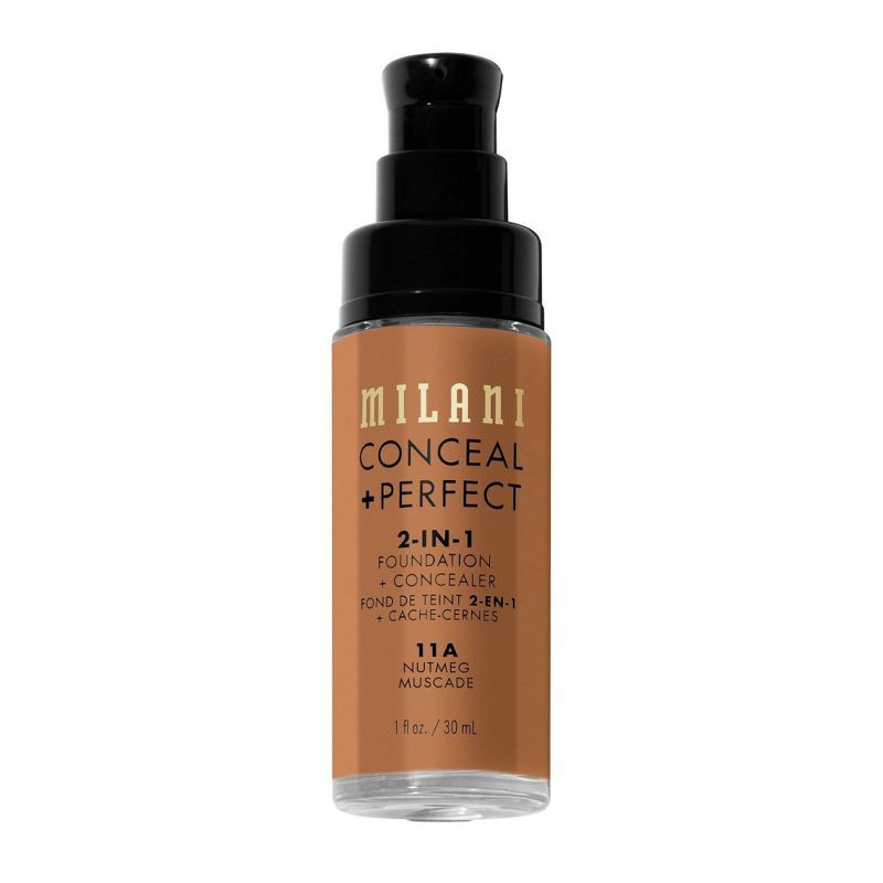 slide 4 of 6, Milani Conceal + Perfect 2-in-1 Foundation + Concealer - Nutmeg 11A - 1 fl oz, 1 fl oz