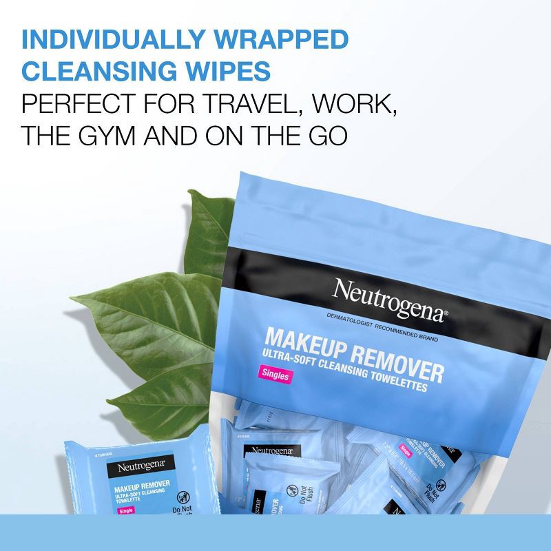 slide 6 of 8, Neutrogena Facial Cleansing Makeup Remover Wipes Singles - 20ct, 20 ct