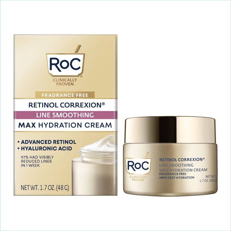 slide 2 of 9, RoC Retinol Correxion Anti-Aging Retinol Moisturizer with Hydrating Hyaluronic Acid Fragrance Free - 1.7oz, 1.7 oz