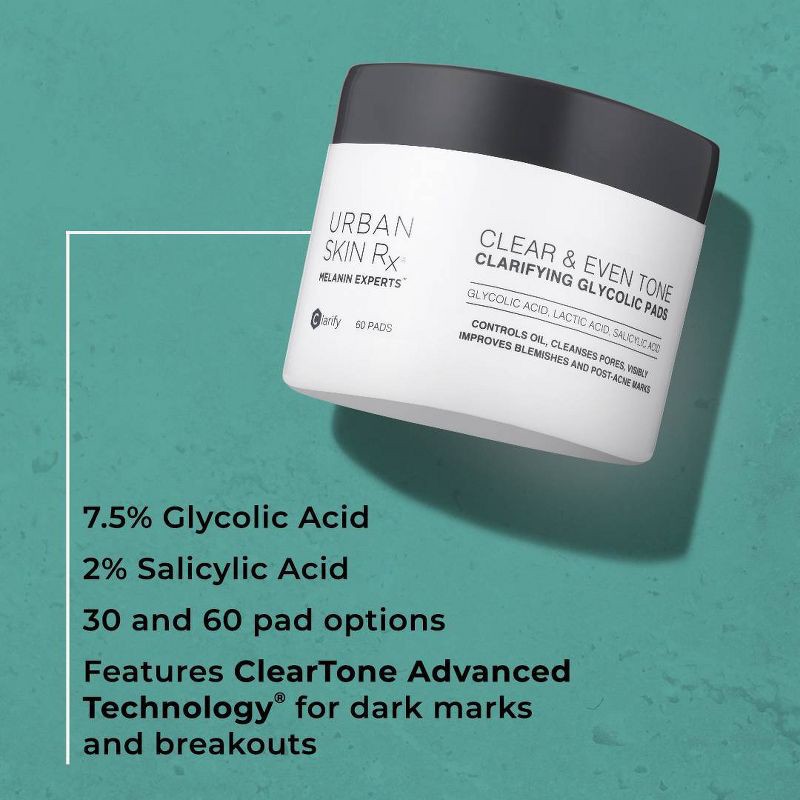 slide 6 of 7, Urban Skin Rx Clear & Even Tone Clarifying Glycolic Face Pads - 30ct, 30 ct