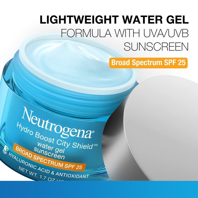 slide 6 of 8, Neutrogena Hydro Boost City Shield Water Face Gel with SPF 25 - 1.7oz, 1.7 oz