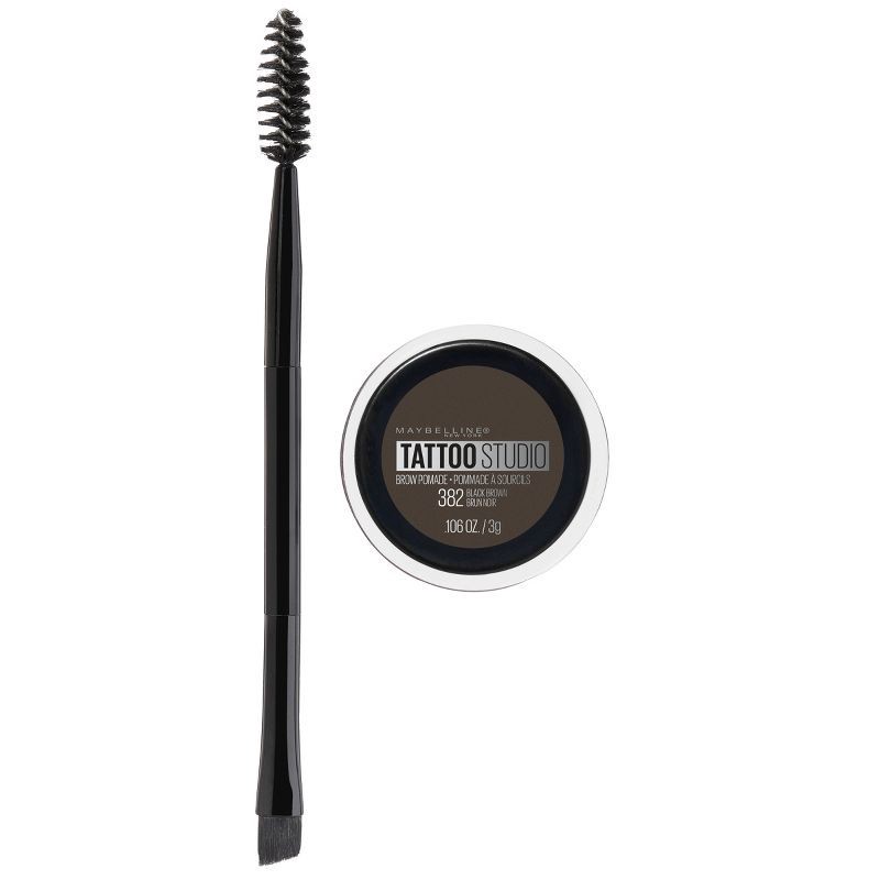 slide 1 of 6, Maybelline Tattoo Studio Waterproof Brow Pomade 382 Black Waterproof Brown - 0.11oz, 0.11 oz