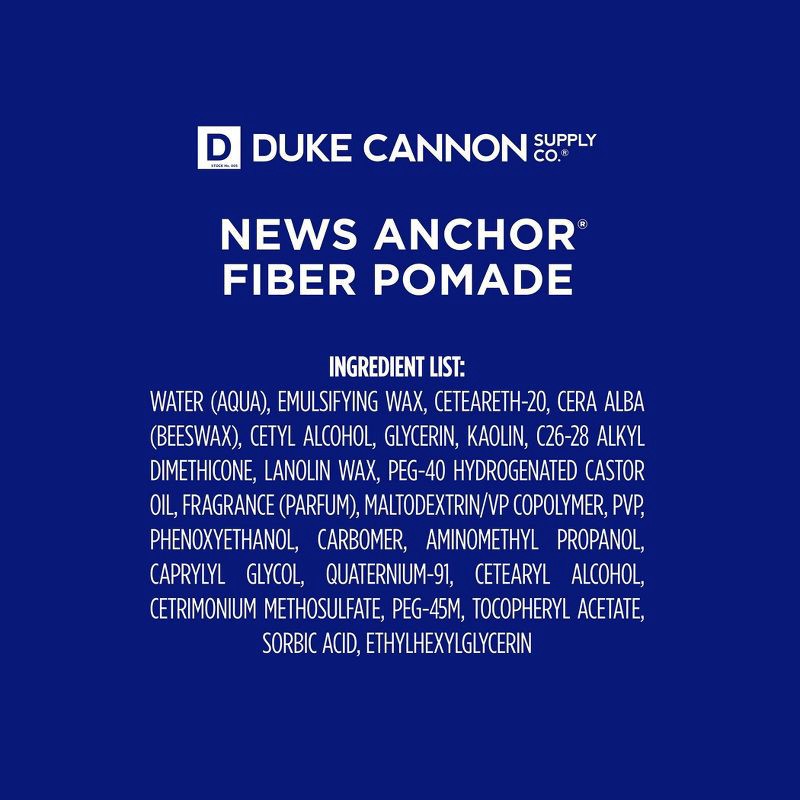 slide 7 of 8, Duke Cannon Supply Co. Duke Cannon News Anchor Fiber Pomade - Strong Hold, Matte Hair Styling Pomade for Men - 4.6 oz, 4.6 oz