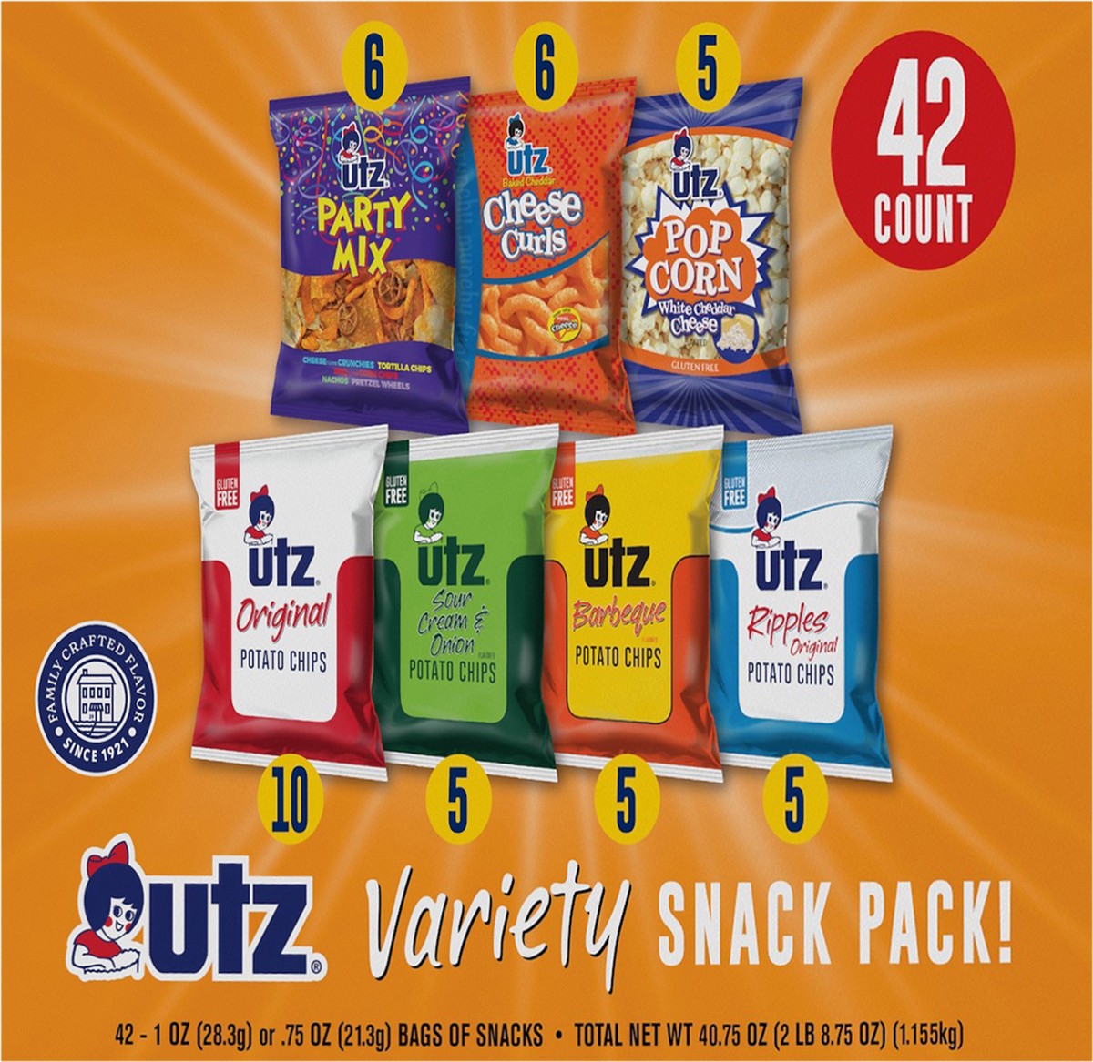 slide 3 of 8, Utz 42 Pack Variety Snack Pack 1 42 ea, 42 ct