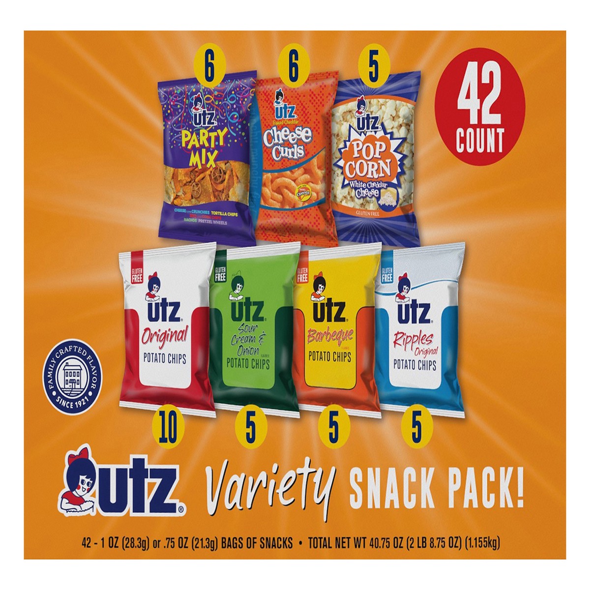 slide 5 of 8, Utz 42 Pack Variety Snack Pack 1 42 ea, 42 ct