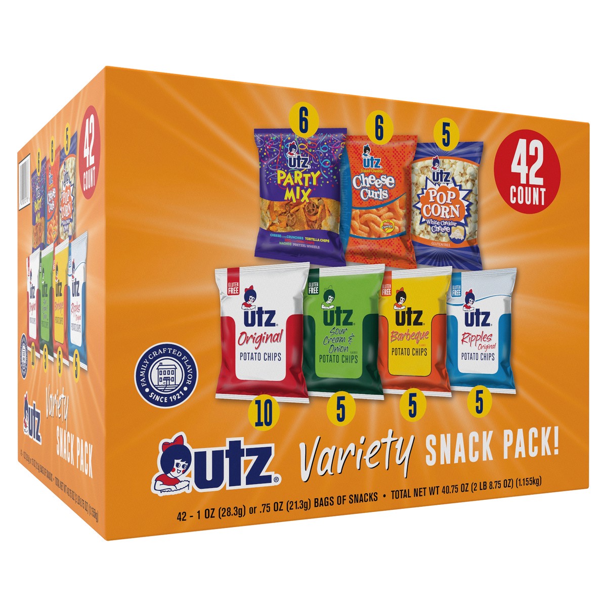 slide 7 of 8, Utz 42 Pack Variety Snack Pack 1 42 ea, 42 ct